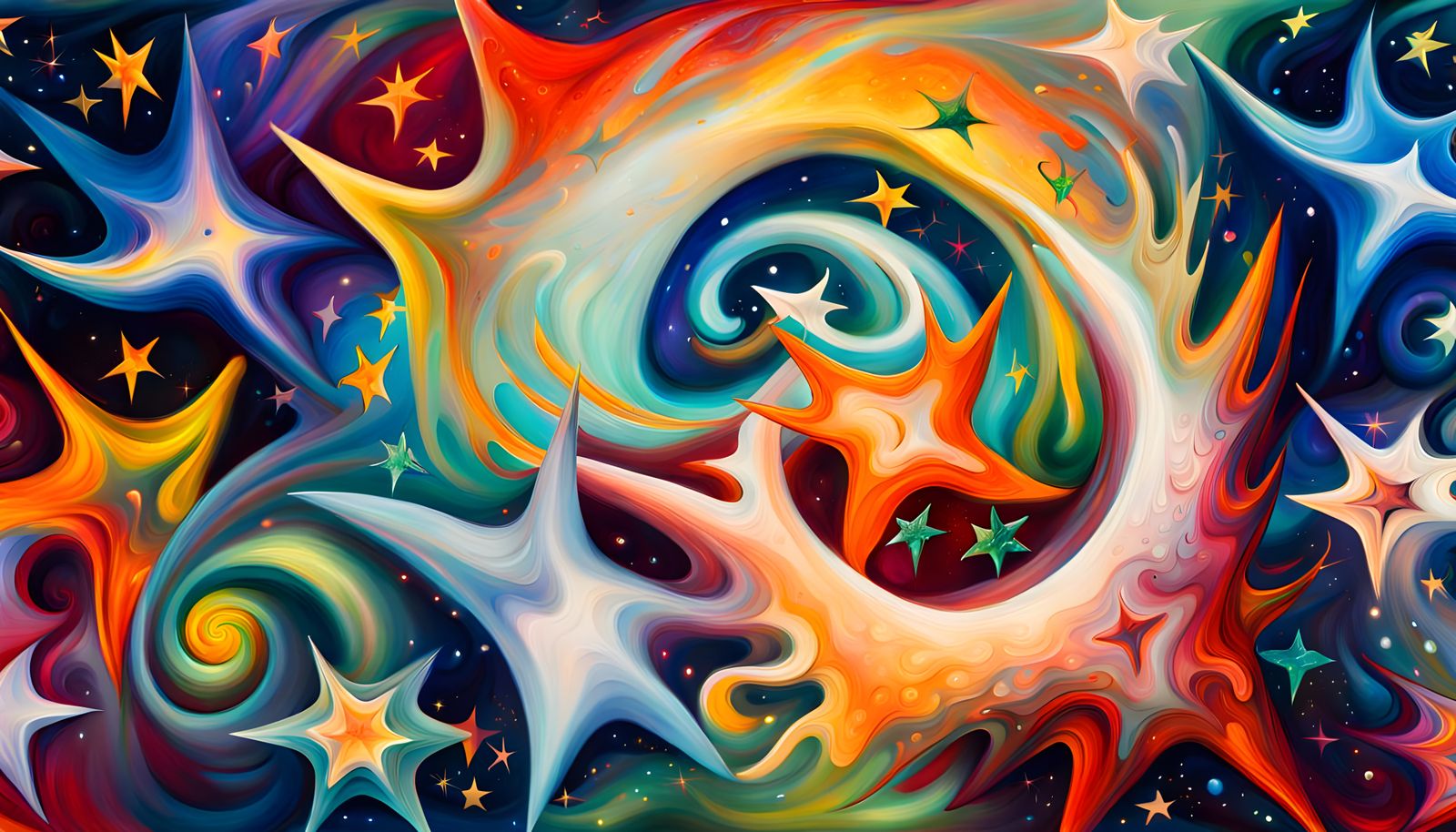 Iridescent Stars Family in Abstract Expressionism