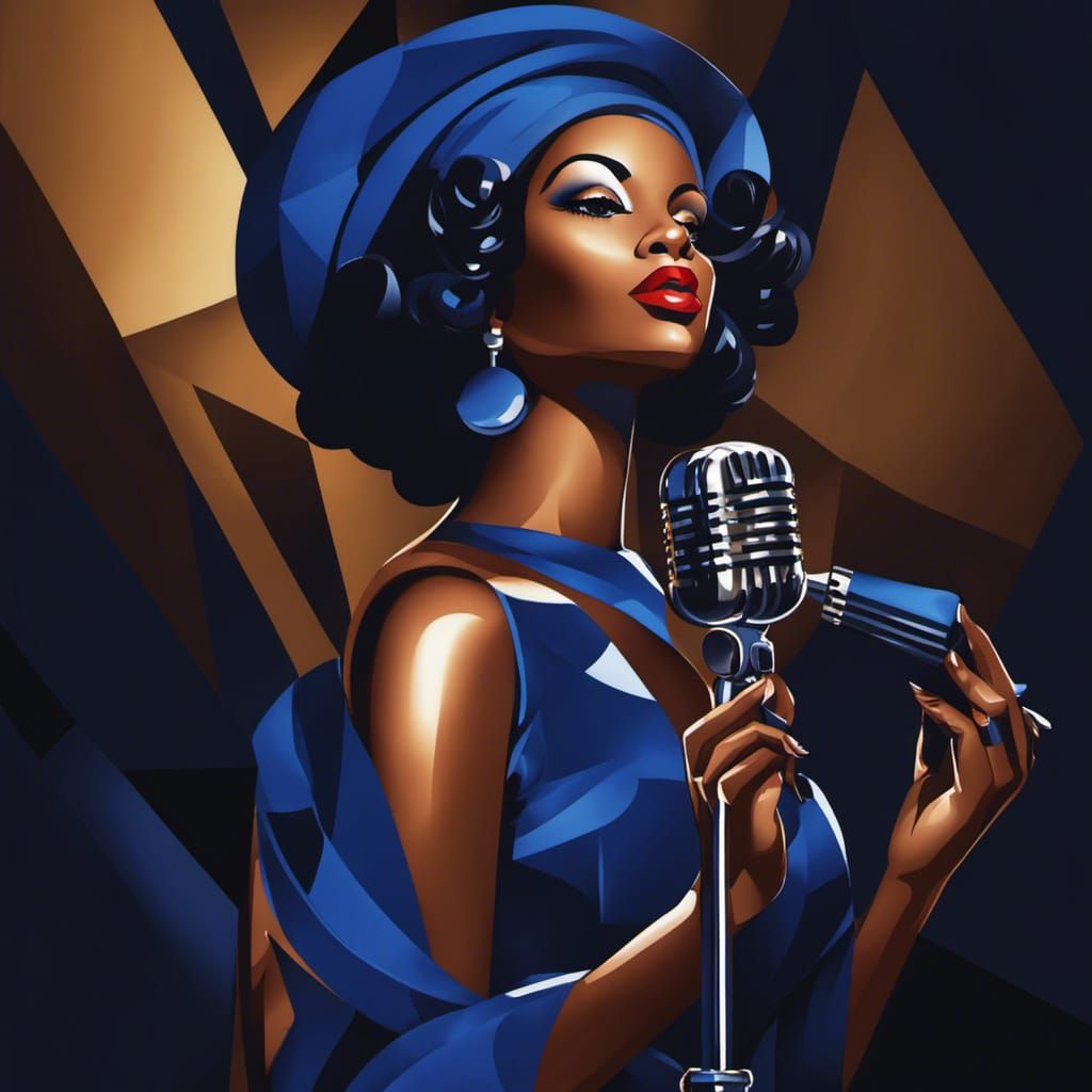 Elegant Singer in Cubistic Art Deco Style