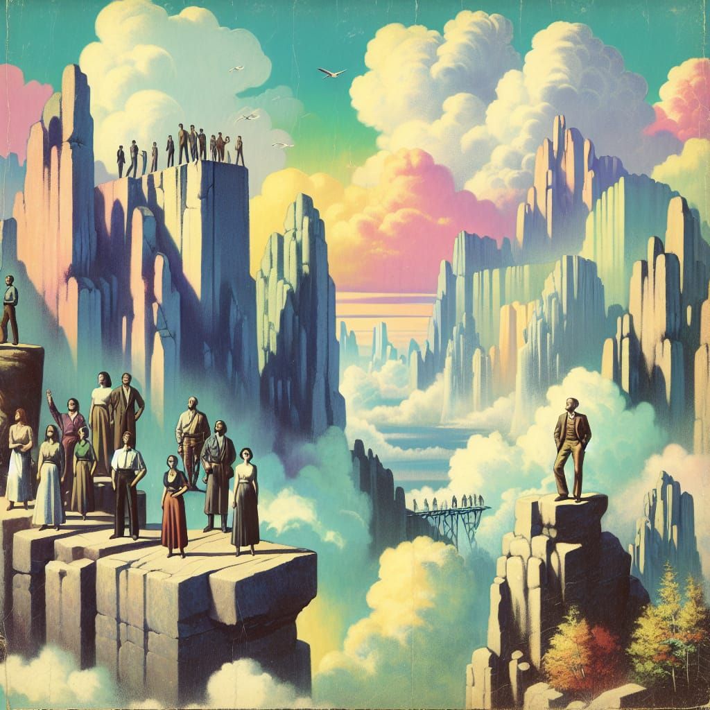 Diverse People Admire Colossal Rock Formations