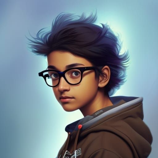 Tomboy with Laptop: Hyperdetailed Concept Art Portrait