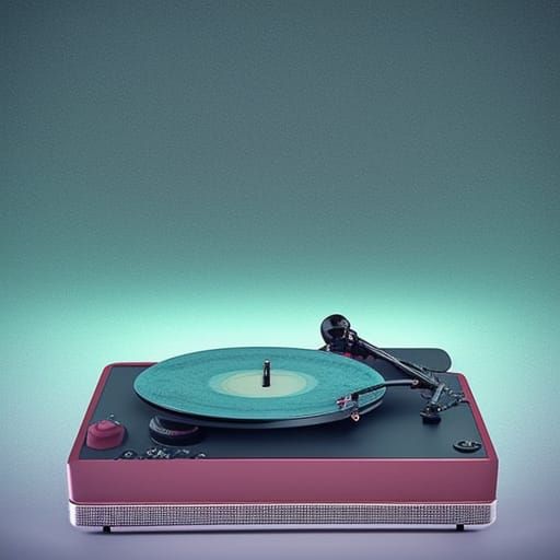 Retro Vinyl Record Player in Pastel Colors