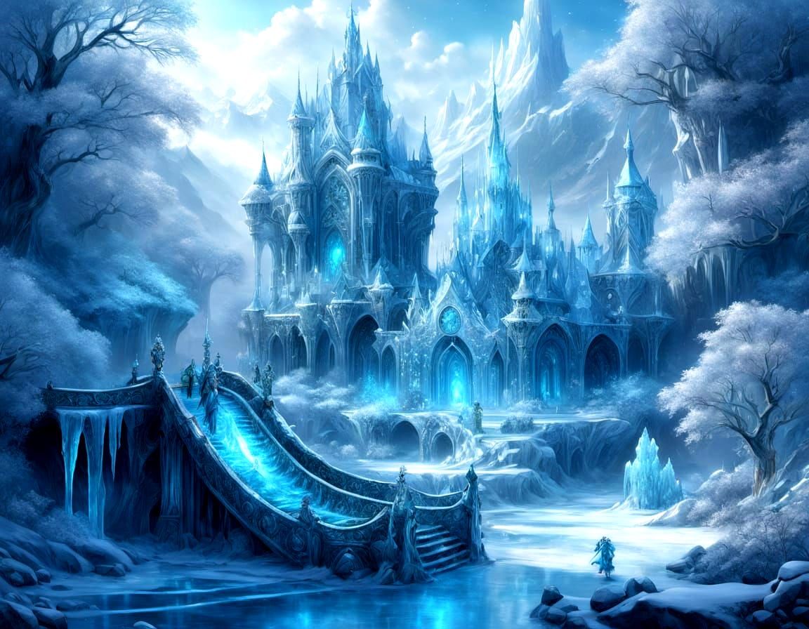 Ethereal Ice Knight Wields Shining Sword in Frosty Armor