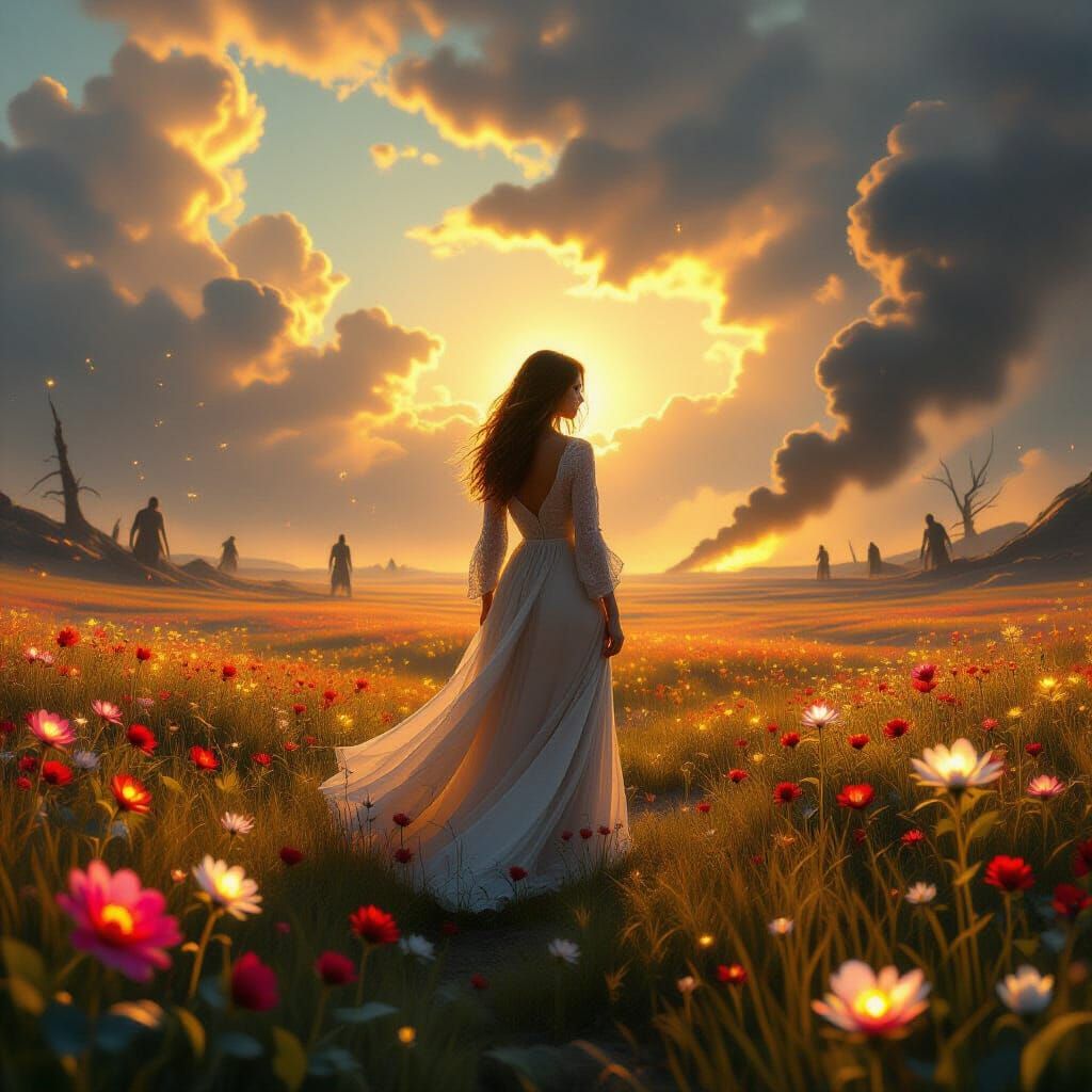 Fantasy Meadow and Battlefield in Digital Painting Style