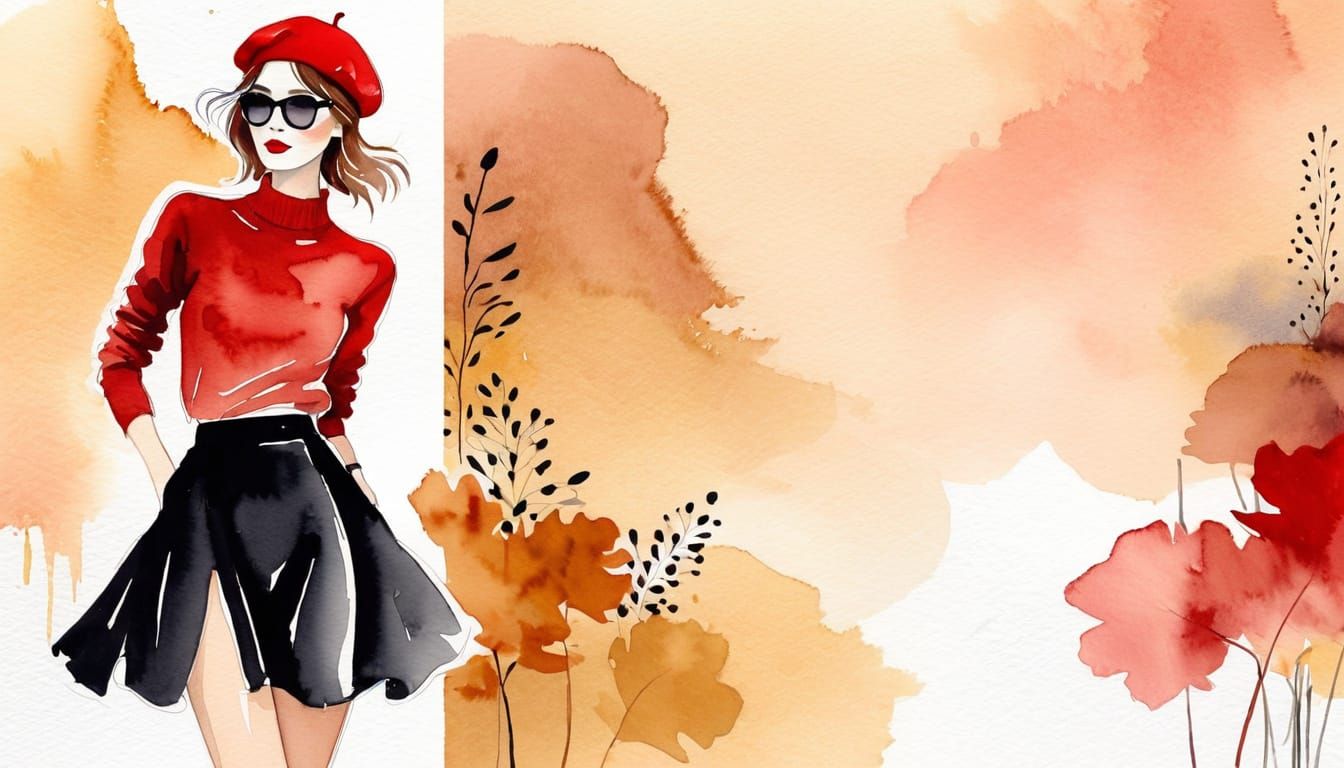 Minimalist Sketch of a Stylish French Girl