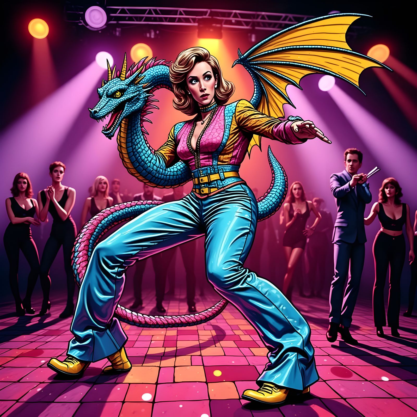 Glittering Disco Dragon Lights Up the Dance Floor in Vibrant...