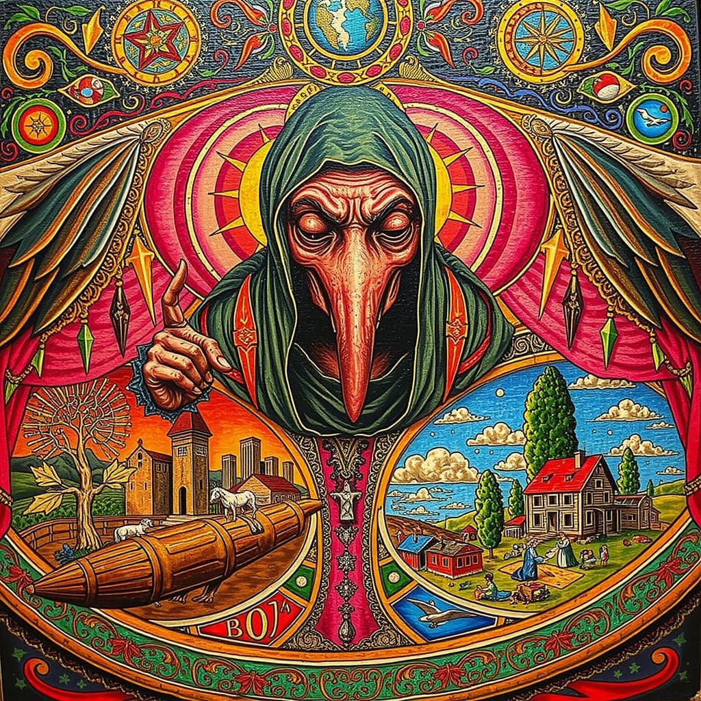 Surreal Scene in Style of Hieronymus Bosch