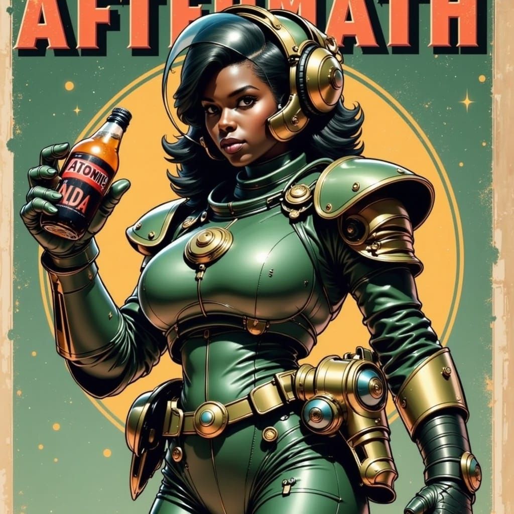 Retro-Futuristic Space Siren in Vintage Style Poster