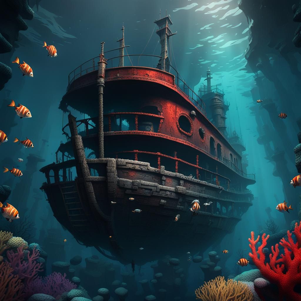 Mysterious Shipwreck in Abyssal Reef Kingdoms