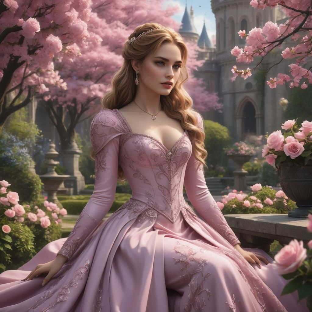 Feyre in Spring Court Garden: Detailed Matte Painting