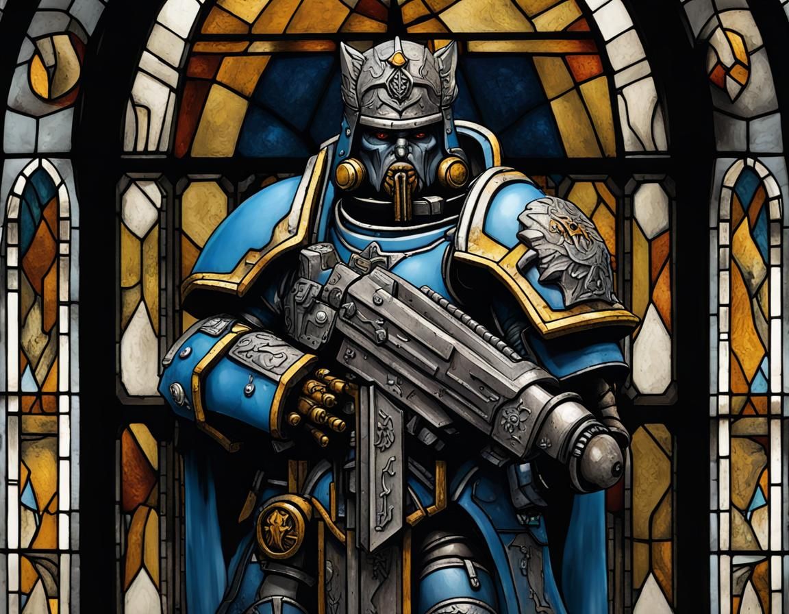 Space Marine in Stained Glass Cathedral of Light