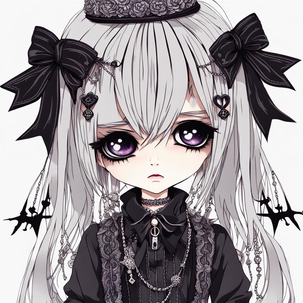 Gothic Harajuku Visual-Kei Blythe Doll in Anime Style