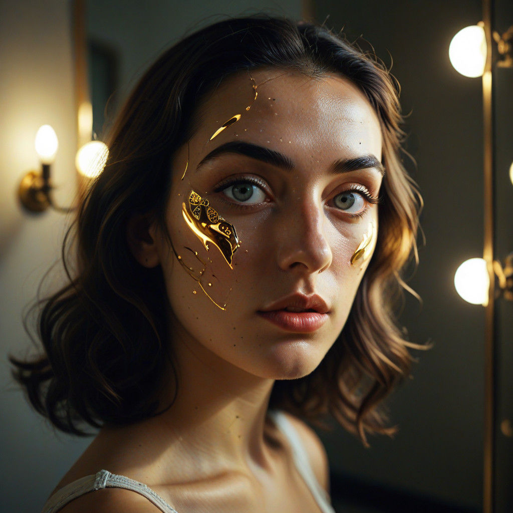 Surrealist Portrait of a Young Woman in a Hauntingly Empty C...