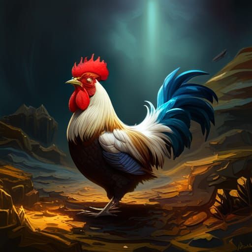 Rooster in Dark Fantasy Style