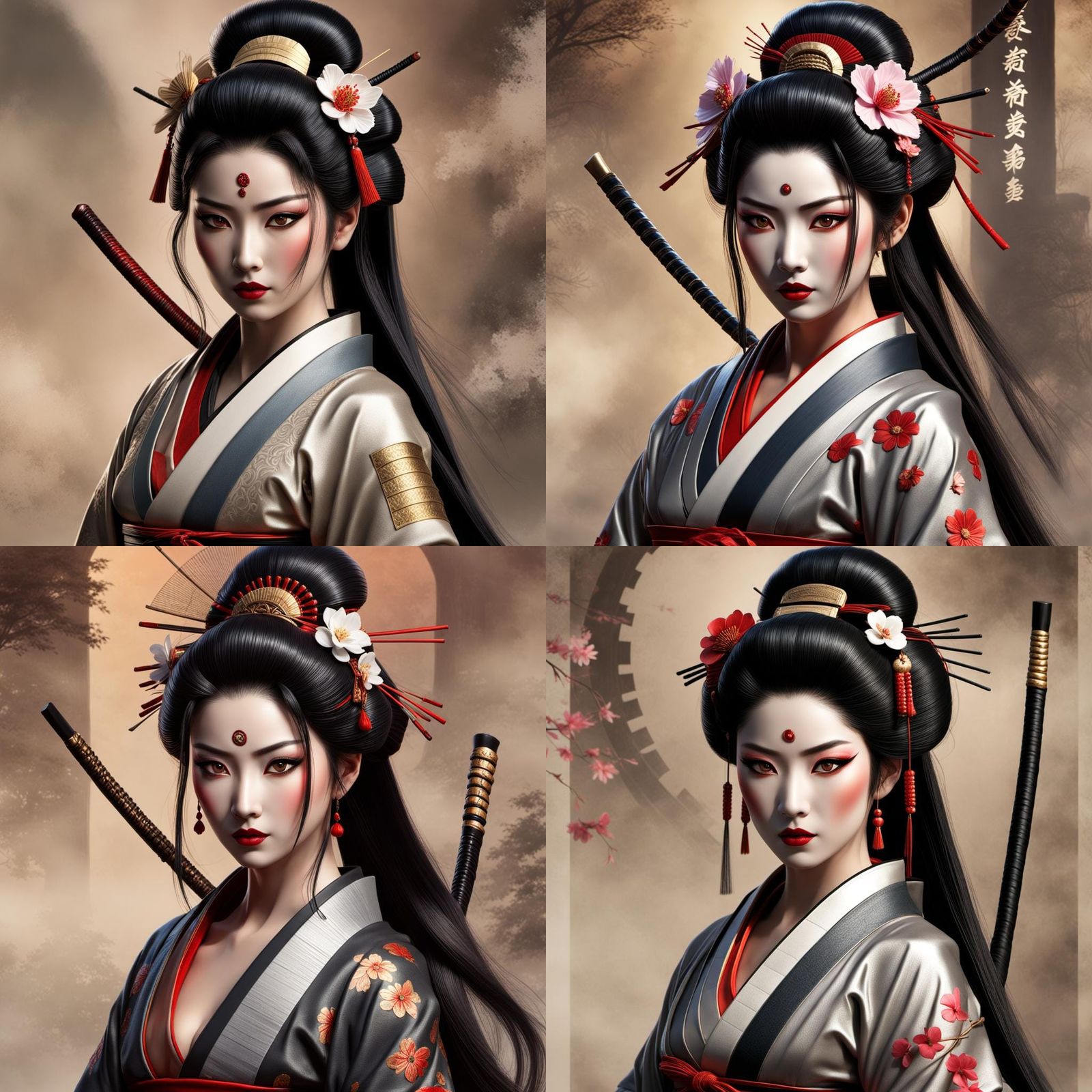Samurai Geisha in Royo-Inspired Digital Art