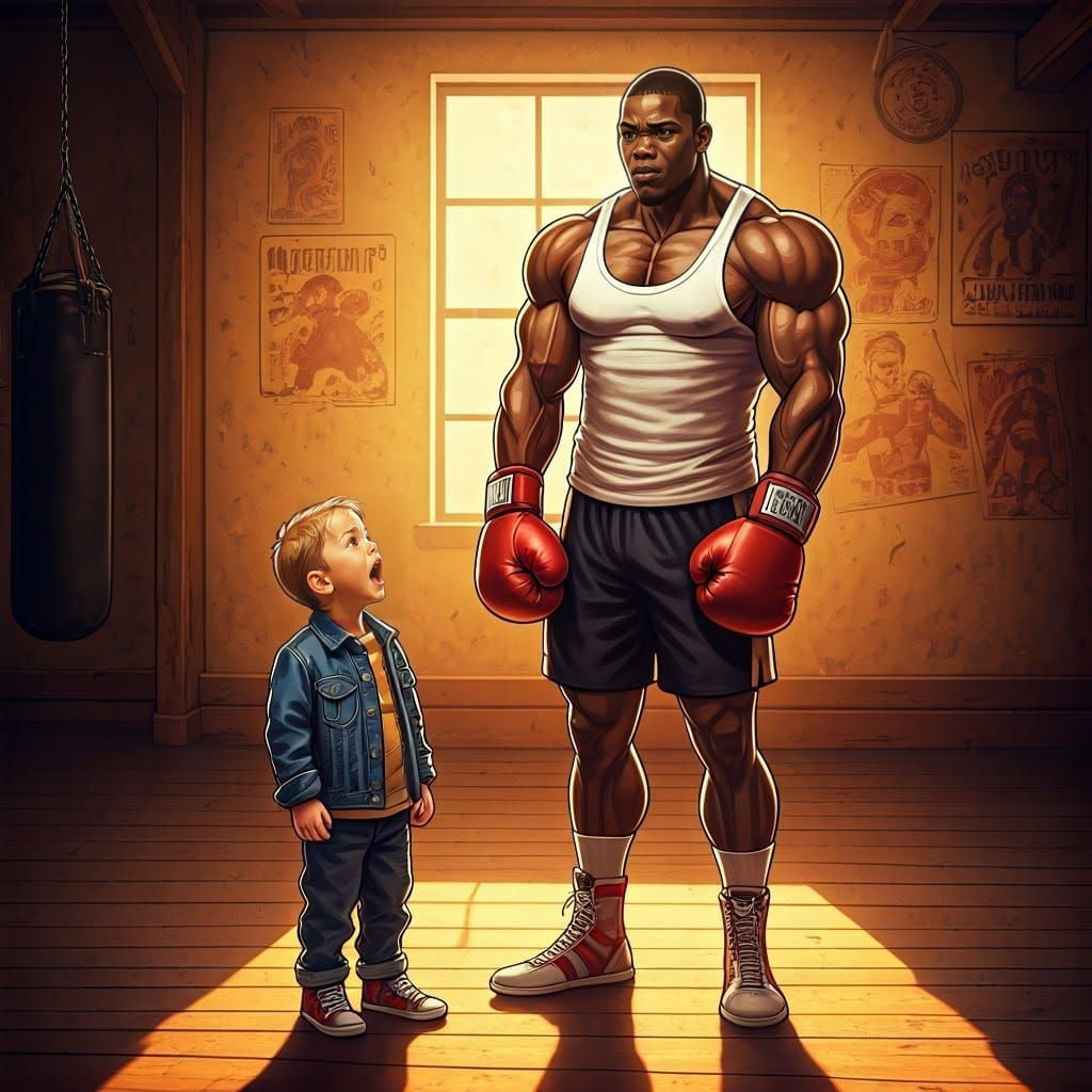 Child's Wonder at Boxing Great