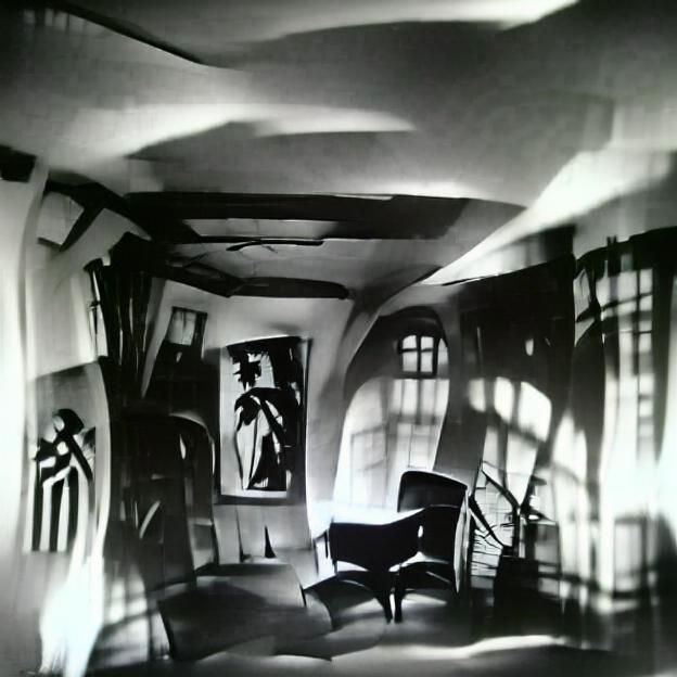 German Expressionist Interior in Black and White