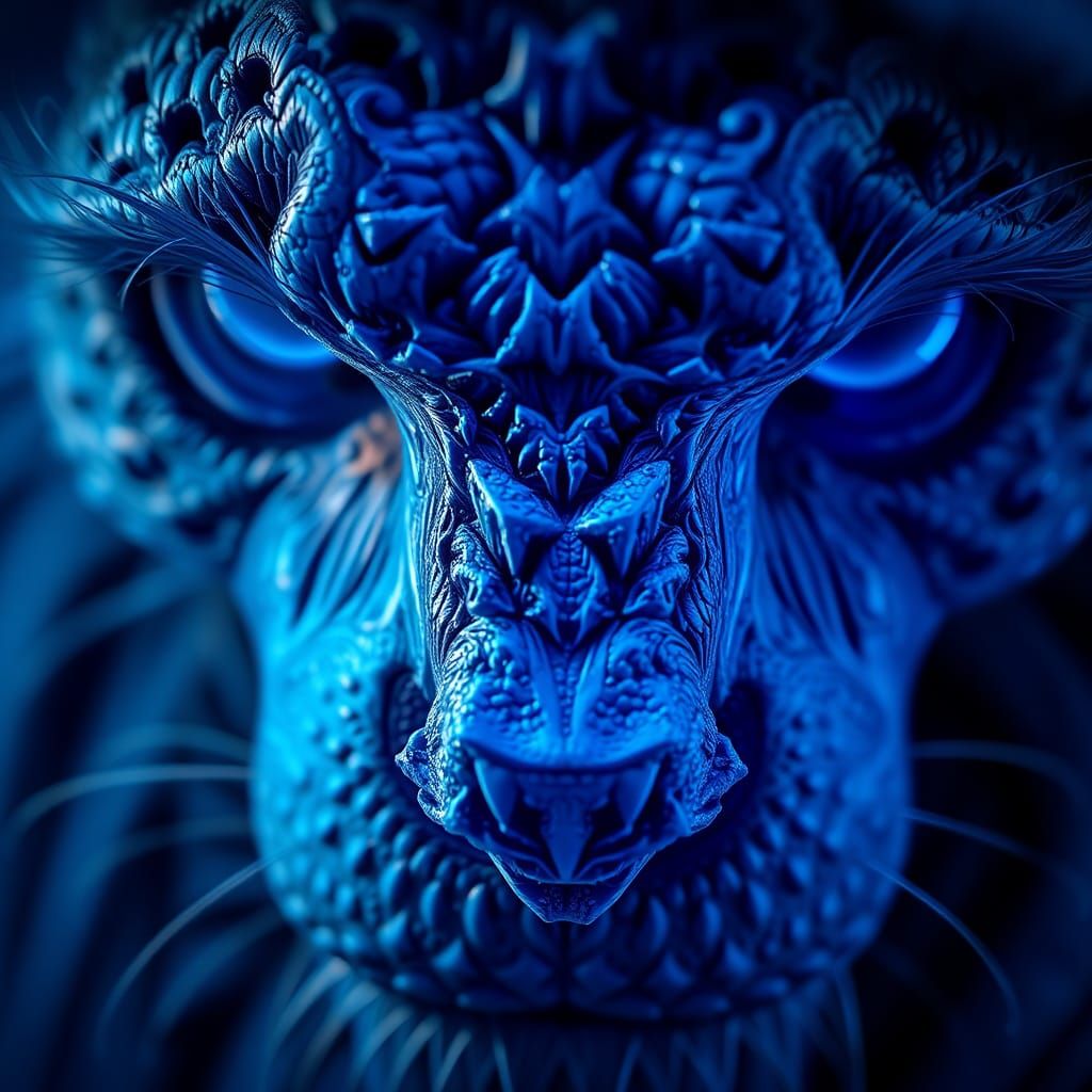 Intricate Blue Scene in Hyperrealistic Style