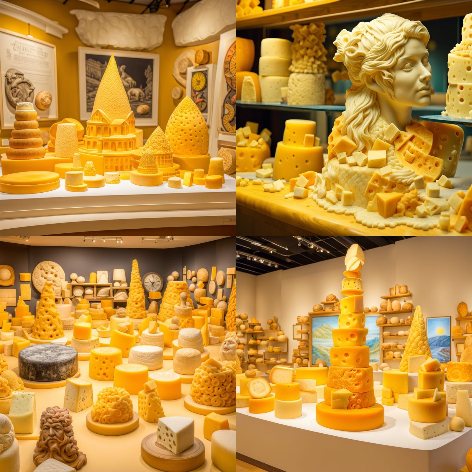 Cheese Museum: Vibrant Cheese Art in Louvre Style