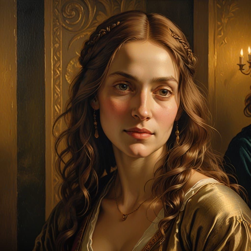 Renaissance Portrait of Woman in Oil Painting Style