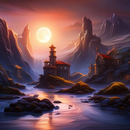 Abstract Circles in Detailed Matte Painting Style