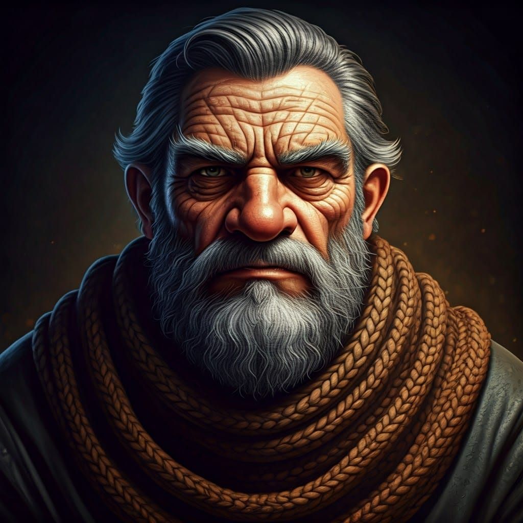 Baroque Fantasy Portrait of a Grizzled Dwarf Evoker