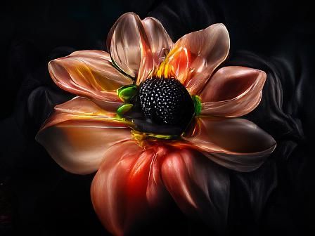 Isolated Dahlia Flower in Hyperrealistic Style