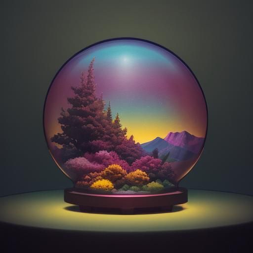 Ethereal Hillside with Japanese Art Deco Architecture