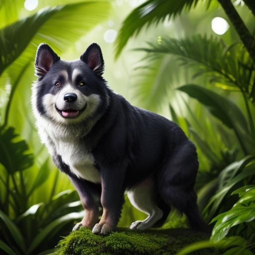 New Guinea Singing Dog in Rainforest, Wildlife Photography