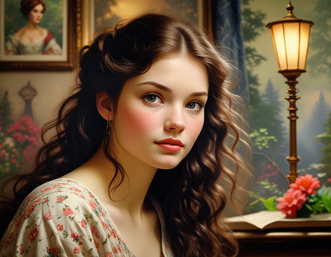 Surreal Portrait of a Young Woman in a Natural Setting with ...