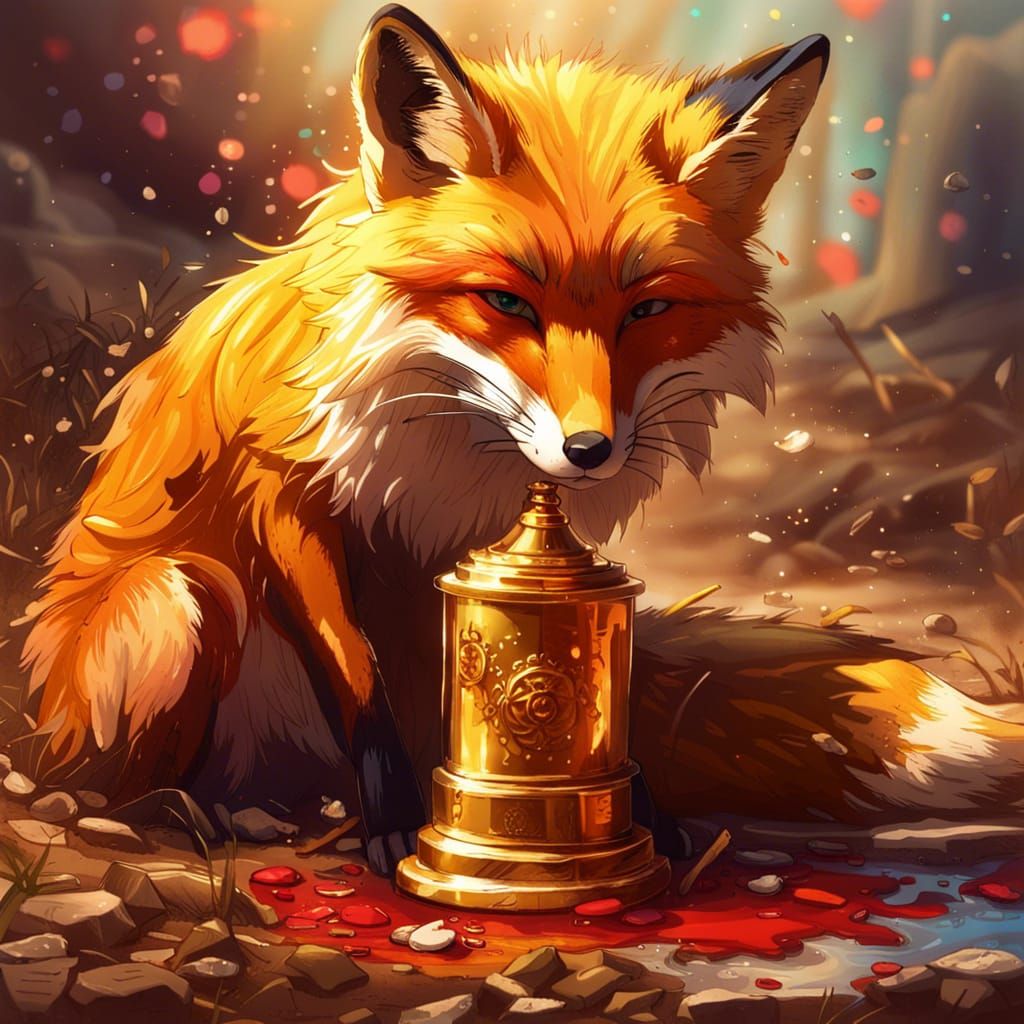 Red Fox Finds Golden Trophy in Splash Art