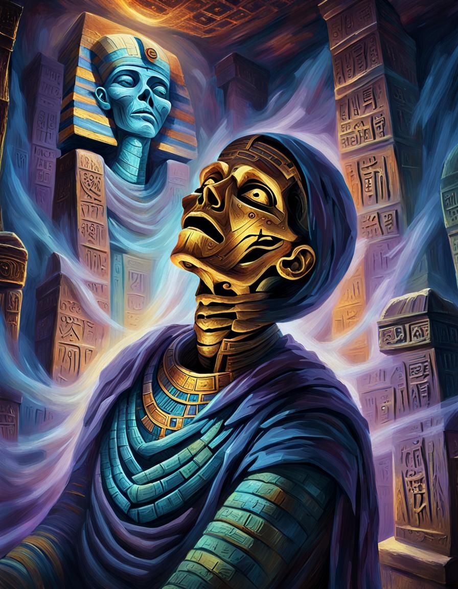 Mystical Dark Fantasy Mummy Soul Rising from Tomb