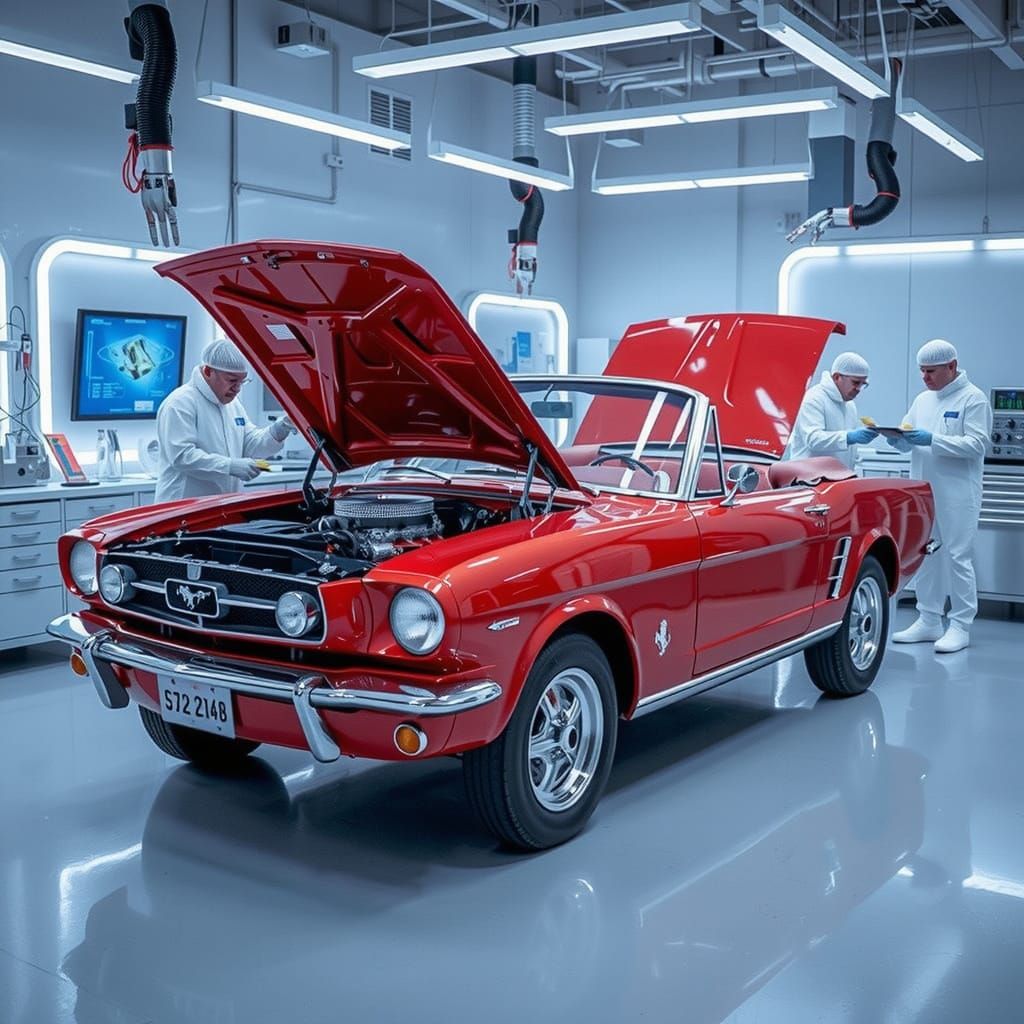 Futuristic Workshop Retrofits Classic Blue Ferrari