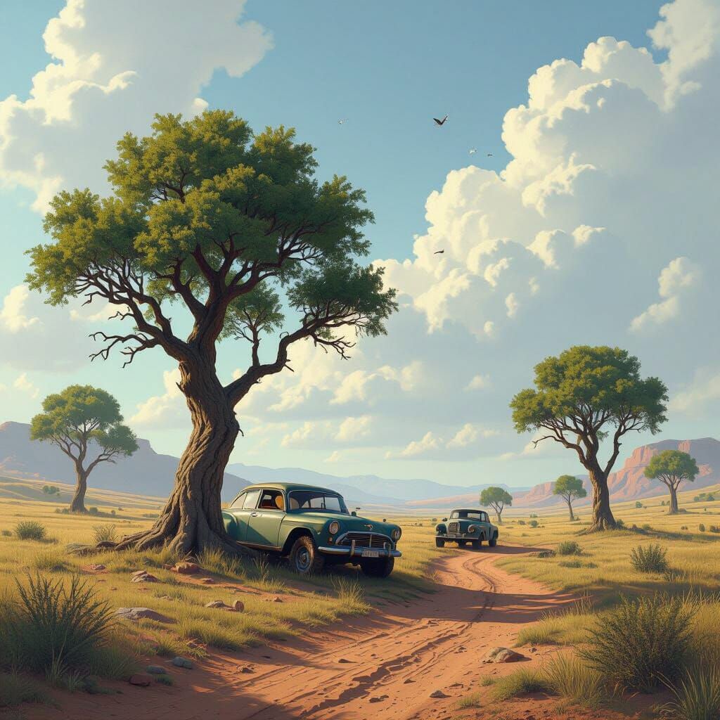 Detailed Matte Painting of a Forest Landscape