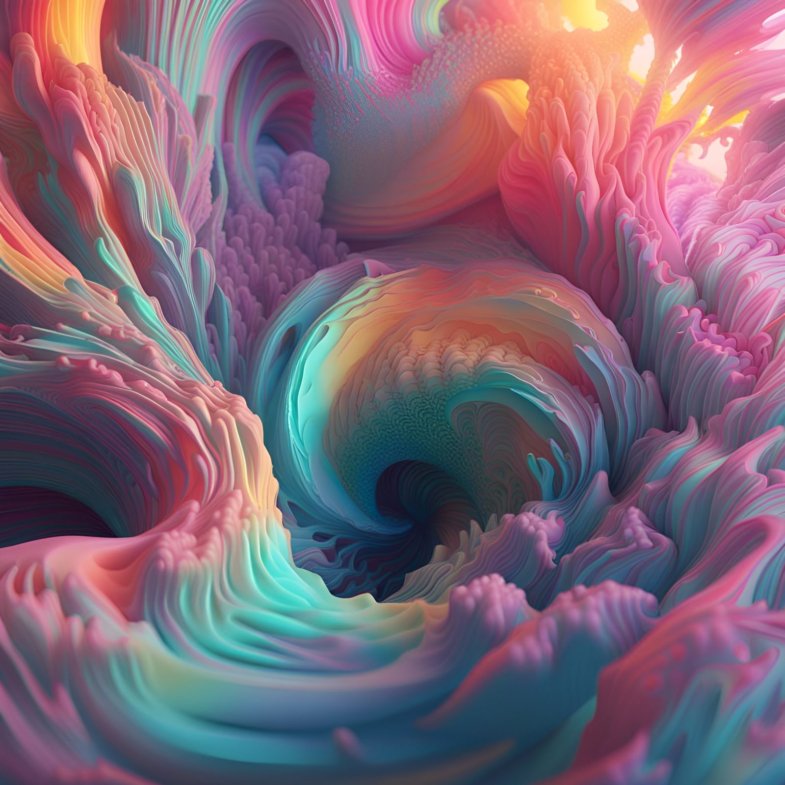 Ethereal 3D Fractals in Pastel Pop Art Style