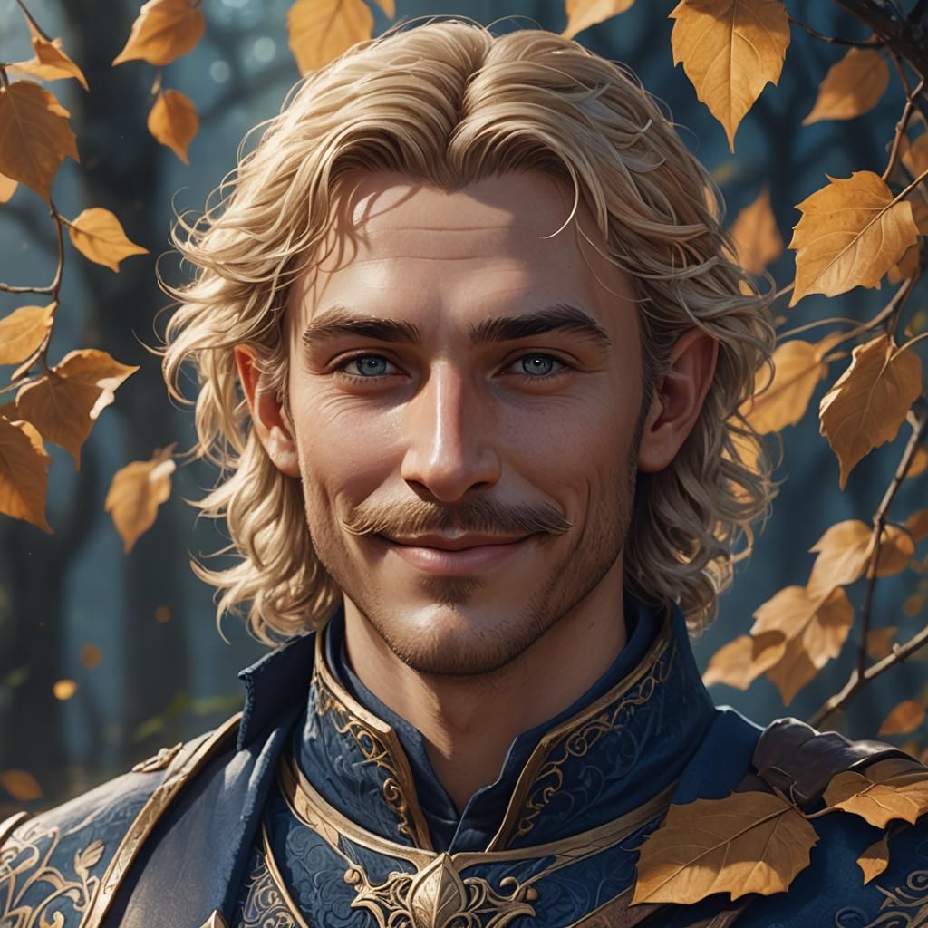 Half-Elf Bard Portrait with Ornate Details