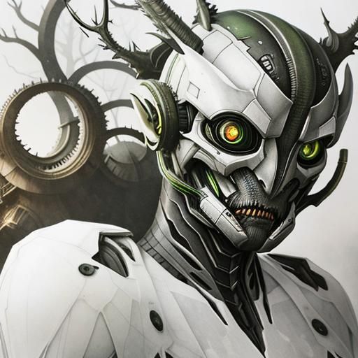 Alien Creature in Dystopian Cityscape Double Exposure