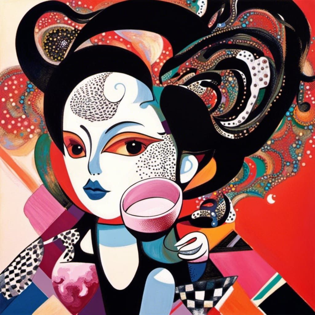 Teacup Pixie in Abstract Playground Art