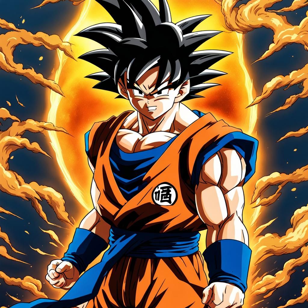 Goku Illustration: Dynamic and Energetic