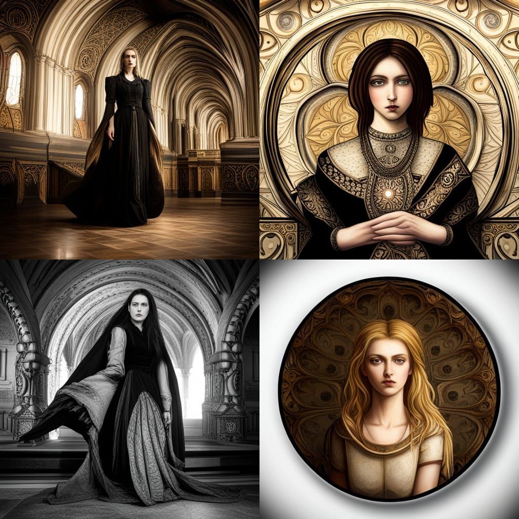 Gothic Cathedral Interior with Stained Glass