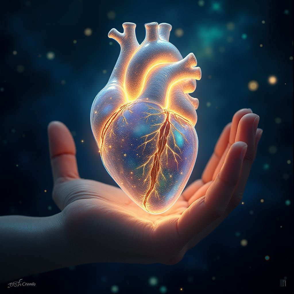 Ethereal Celestial Heart in Cosmic Splendor