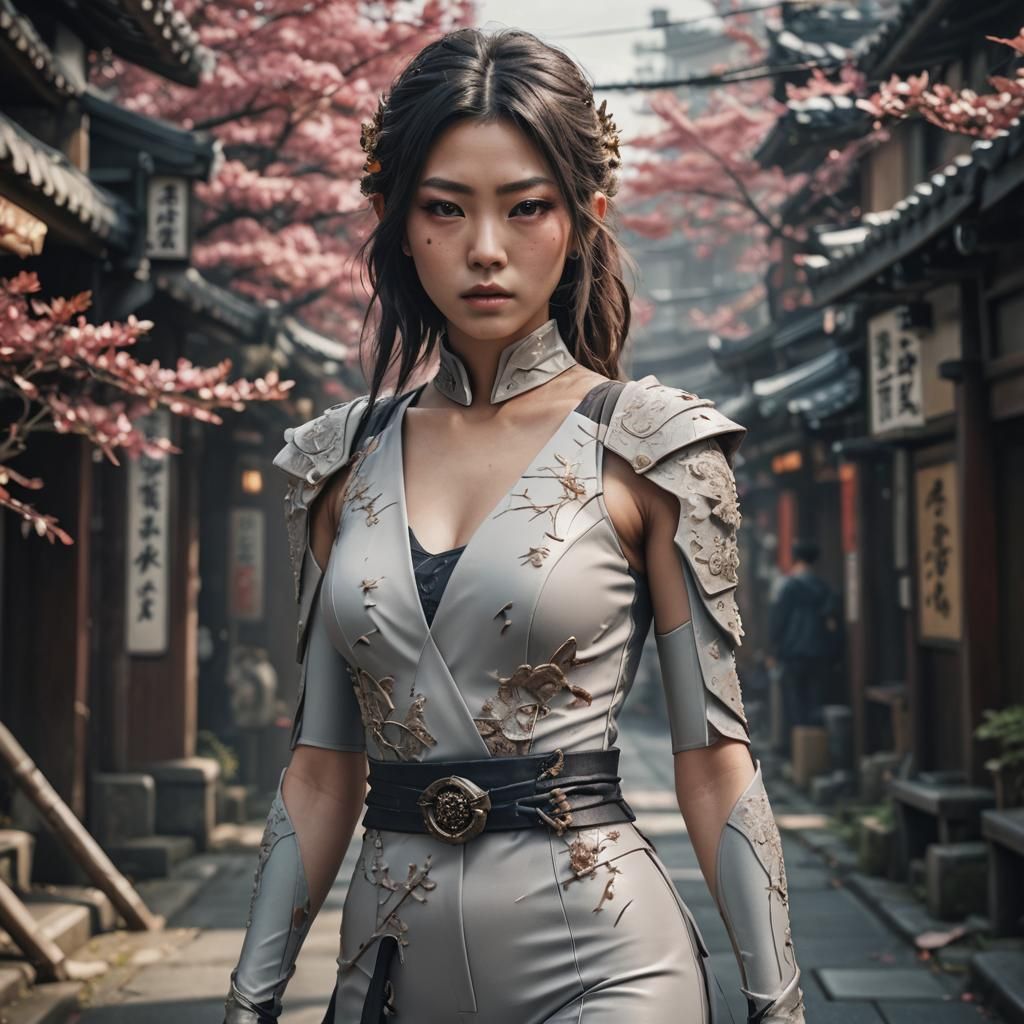 Cinematic Portrait of Japanese Supermodel in Detailed Outfit