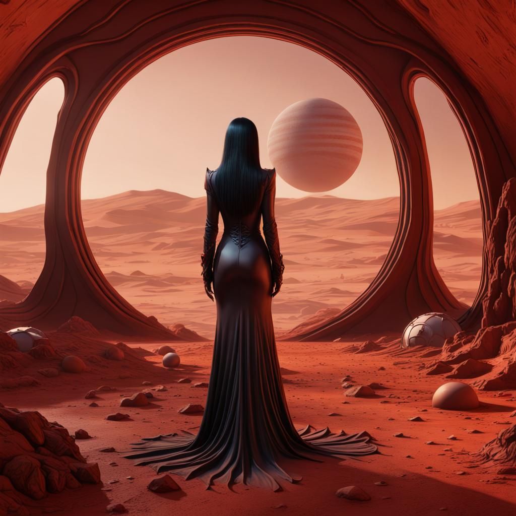 Morticia Addams on Mars: Detailed Matte Painting