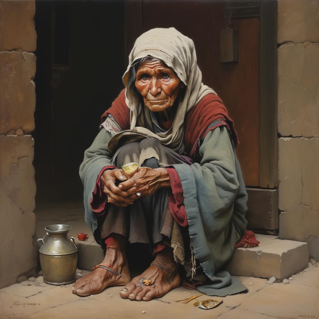 Beggar Woman: Oil Painting in Gurney Style