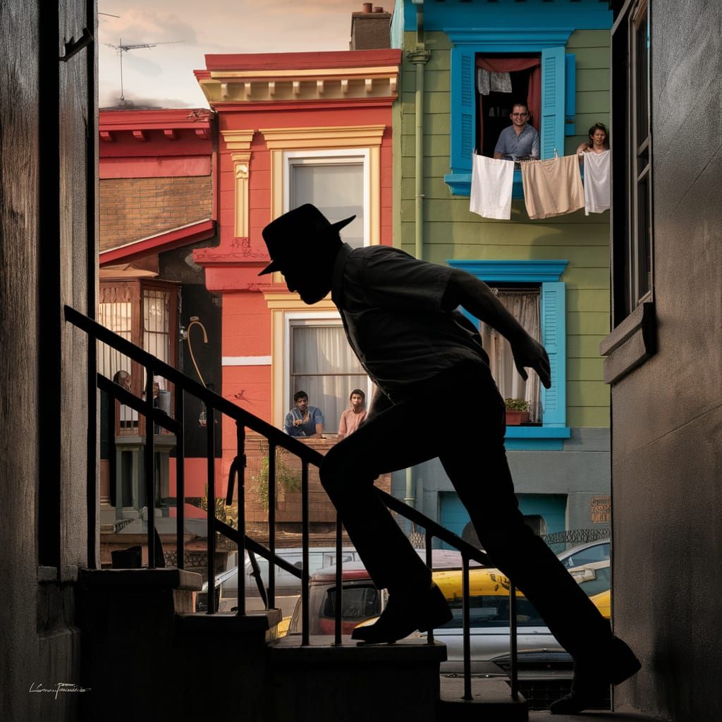 Silhouette in Valparaiso: Victorian Houses and Autumn Light