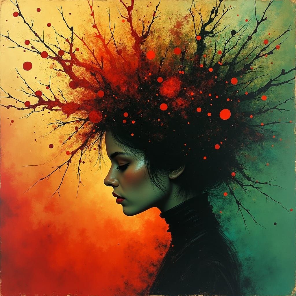 Alcohol Ink Painting in Waterhouse Style