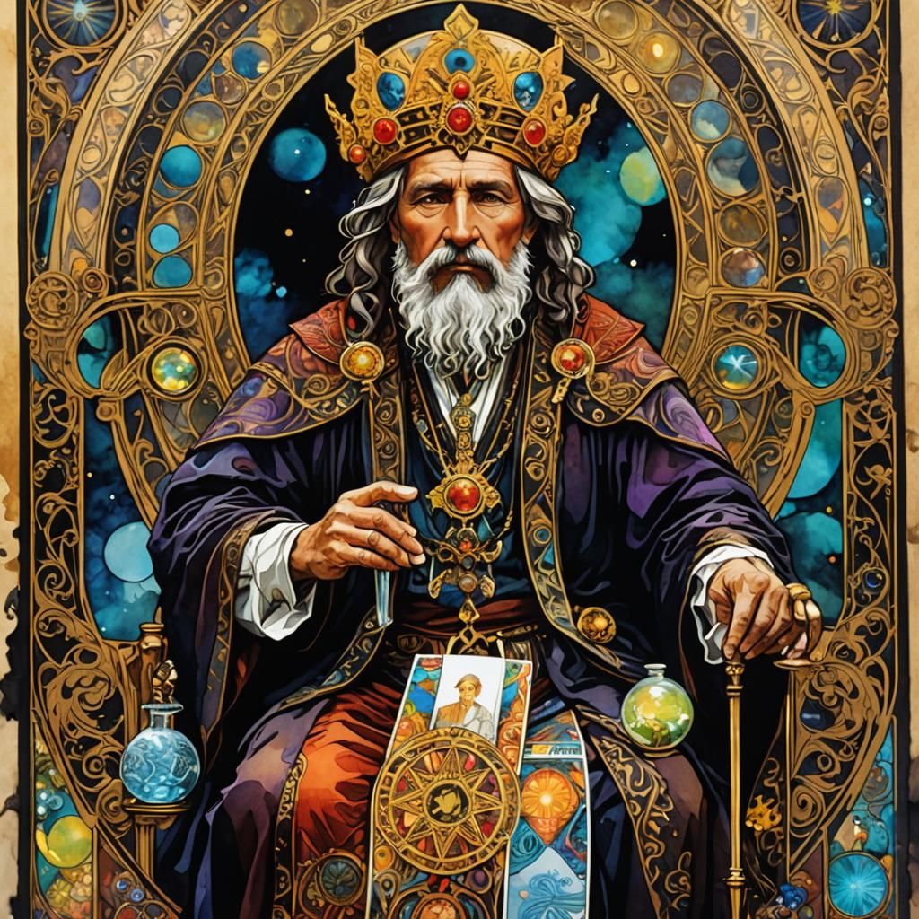 The Hierophant Tarot Card in Art Nouveau Style