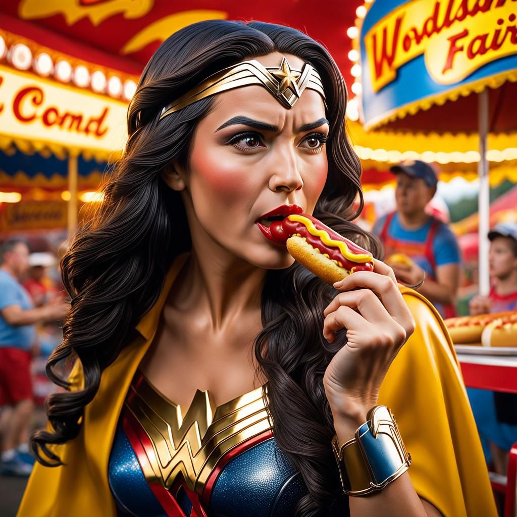 Wonderwoman at the Fair: A Hyperrealistic Portrait