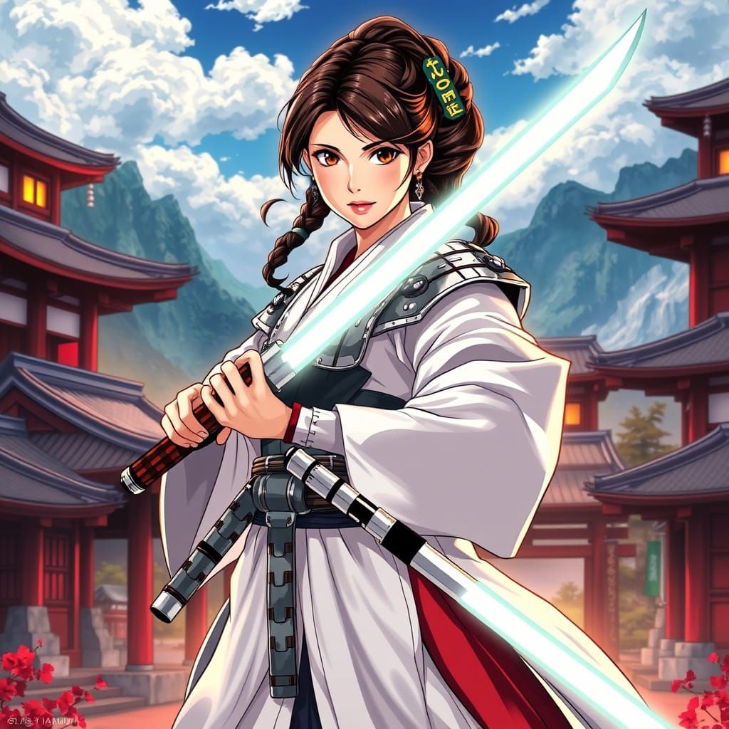 Anime Samurai Jedi Princess in Feudal Japan