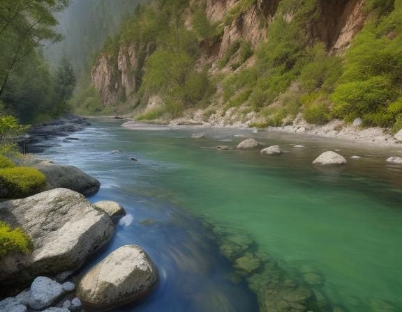 Cascading Waterfalls Carve Canyons at Twilight