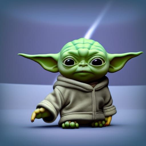 Enormous Baby Yoda: Pixar-Style 3D Digital Art